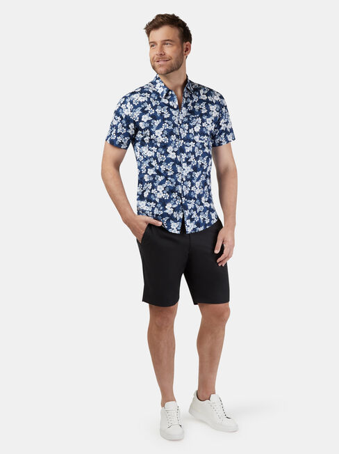 Campbell Short Sleeve Print Shirt, Blue, hi-res