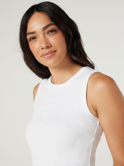 Classic Rib Tank, White, hi-res