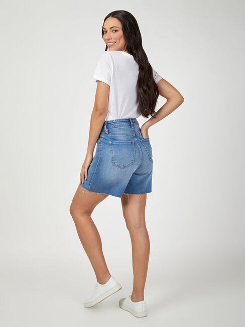 Frankie High Waisted Short, Mid Indigo, hi-res