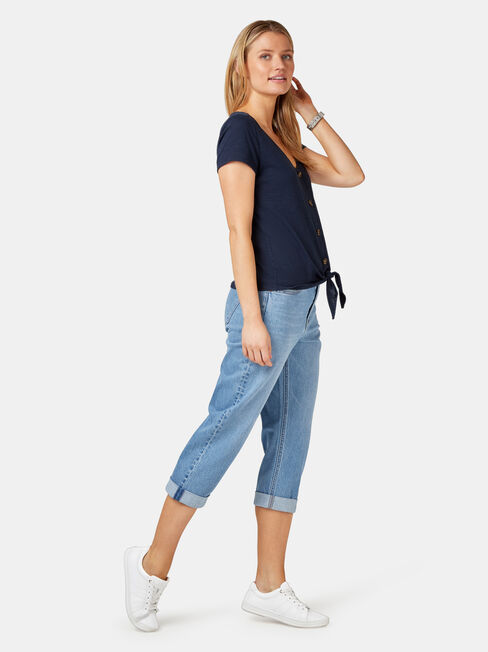 Vivienne Tie Front Top, Blue, hi-res