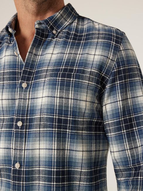 Joshua Brushed Long Sleeve Shirt, Blue/Cream Multi, hi-res