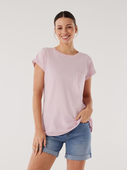 Essential Pocket Tee, Peony, hi-res
