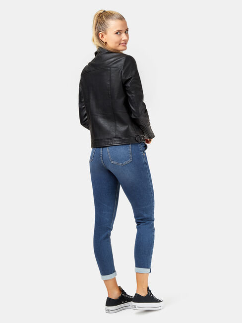 Frankie PU Jacket, Black, hi-res