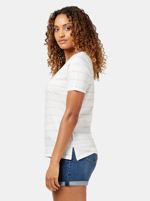 Essential V-Neck Tee, Stripe, hi-res