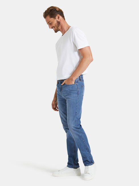 Slim Straight Jeans Mineral Blue, Mid Indigo, hi-res