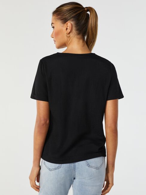 Ariel Button Front Top, Black, hi-res