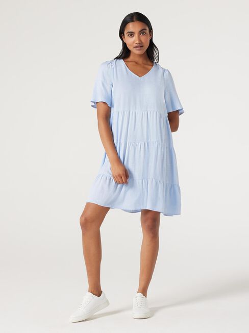 Lilah Tiered Dress, Dusty Blue, hi-res