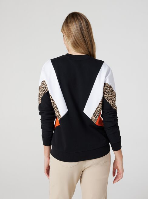 J-Luxe Drop Shoulder Sweat, Orange Leopard, hi-res