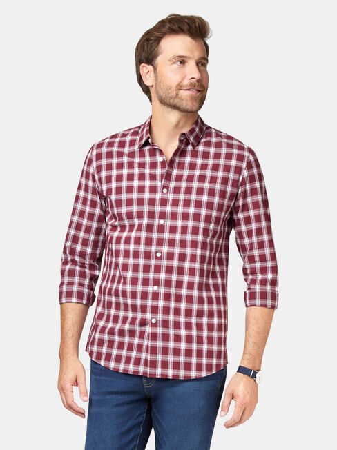 Turner Long Sleeve Check Shirt, Red, hi-res