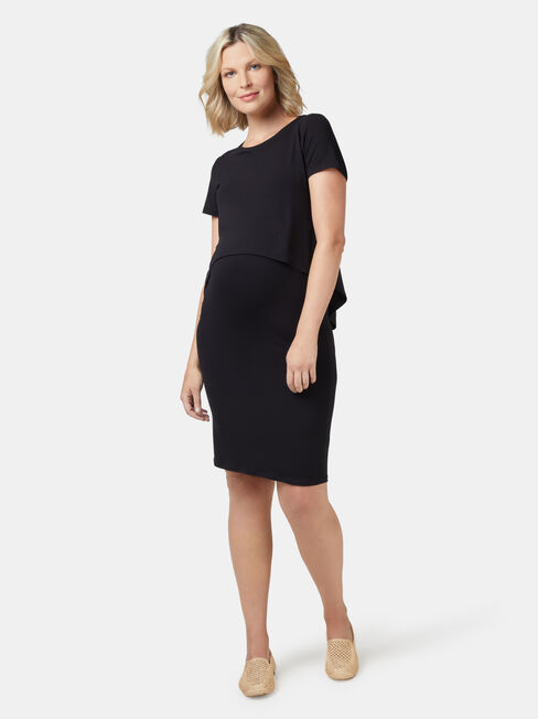 Lella Maternity Dress, Black, hi-res