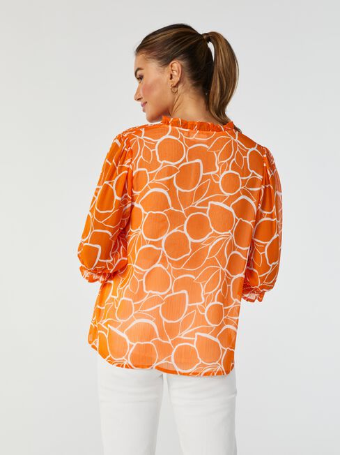 Reef Puff Sleeve Blouse, Print, hi-res