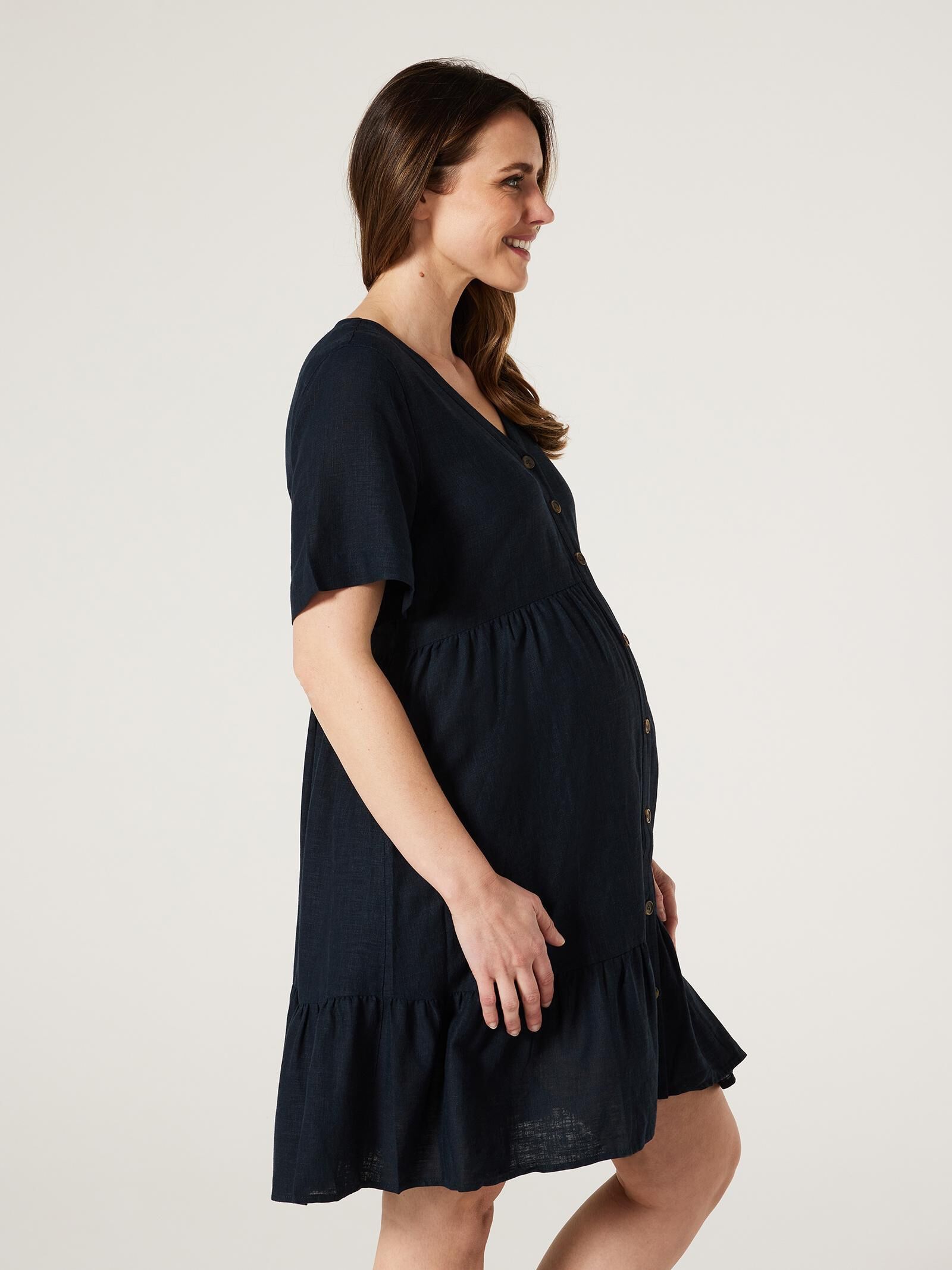 Black button smock online dress