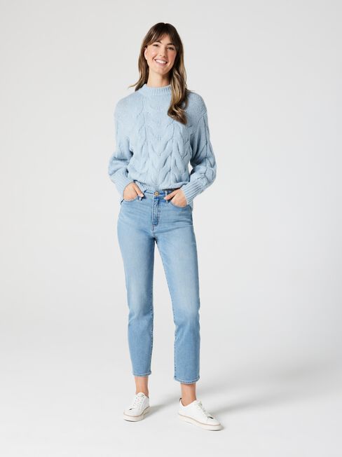 Lauren Cable Knit, Powder Blue, hi-res