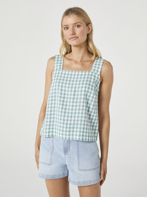 Belle Button Back Cami, Green, hi-res