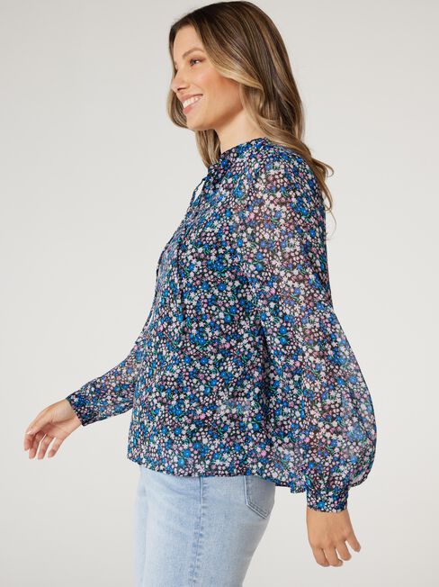 Beiba Floaty High Neck Blouse, Floral, hi-res