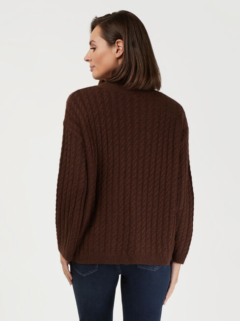 Milana Oversize Cable Knit, Brown, hi-res