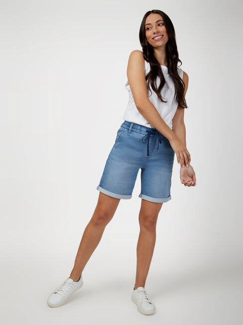 Abbey Luxe Jogger Bermuda Short, Light Indigo, hi-res