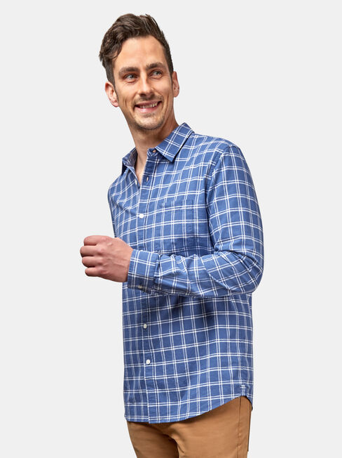 Cooper Long Sleeve Check Shirt, Blue, hi-res