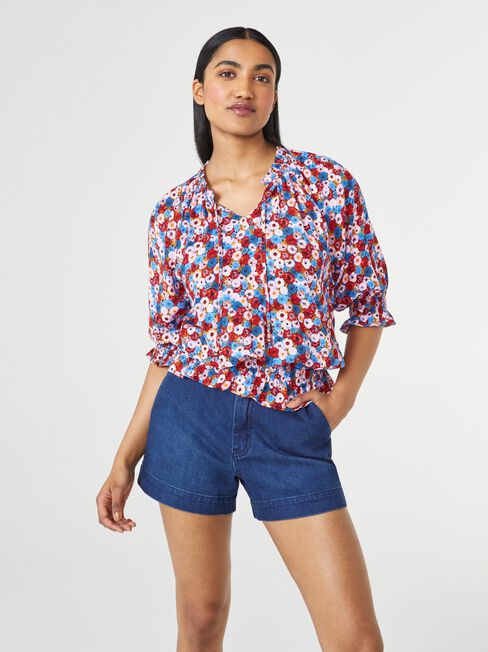 Dixie Tie Neck Blouse, Print, hi-res