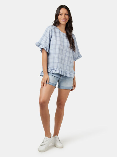Lola Ruffle Top, Blue Stripe, hi-res