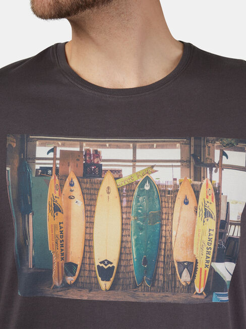 Leon Short Sleeve Print Crew Tee, Grey, hi-res