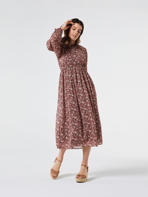Bexley Tie Neck Maxi Dress, Floral, hi-res