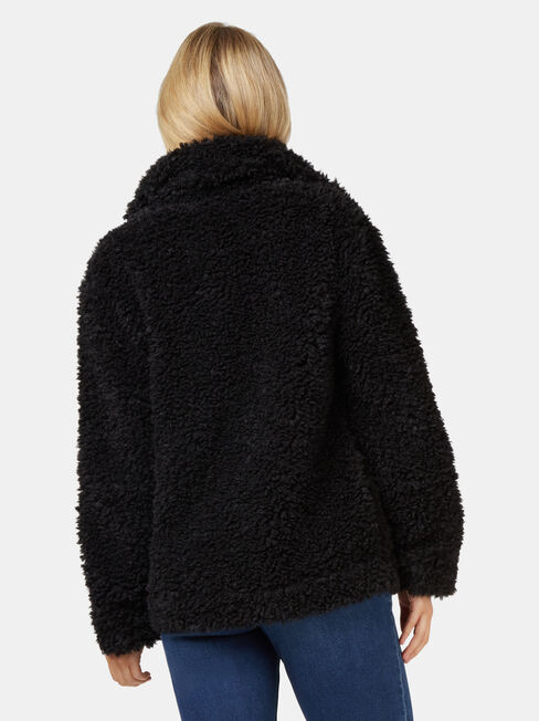Beccy Teddy Jacket, Black, hi-res
