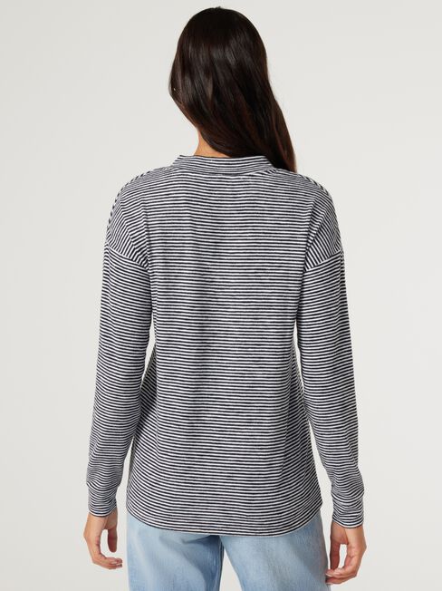 Viv V-Neck Soft Touch Top, Stripe, hi-res