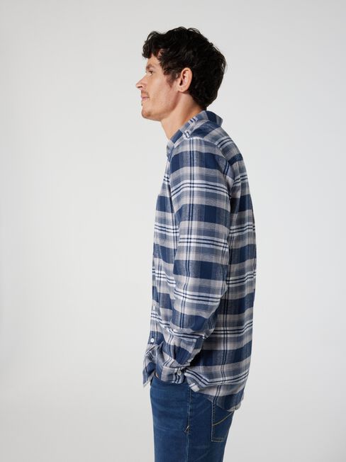 LS Emerson Brushed Check Shirt, Navy Multi, hi-res