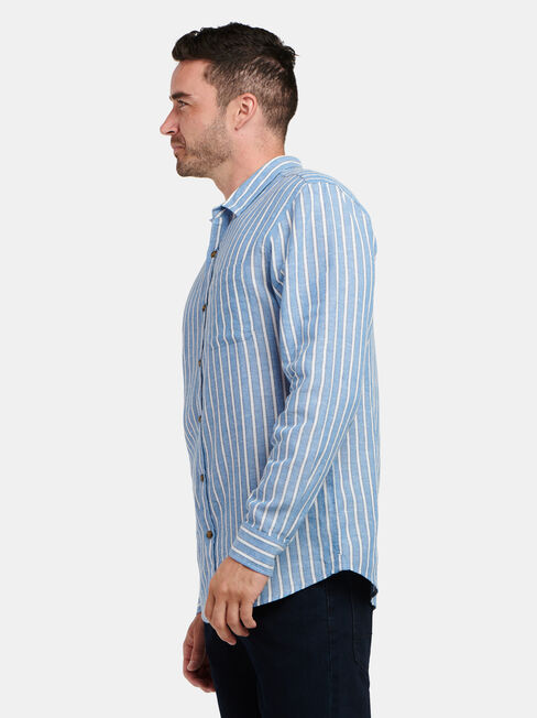 Ronnie Long Sleeve Stripe Shirt, Blue, hi-res