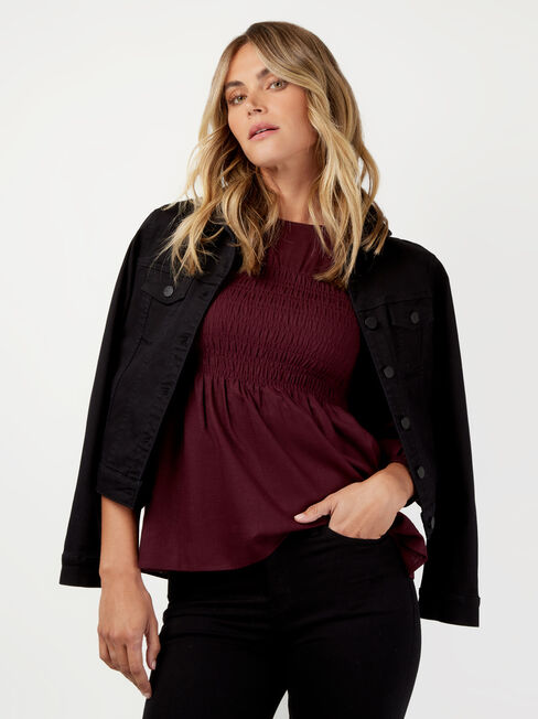 Gracie Shirred Bust Top, Purple, hi-res