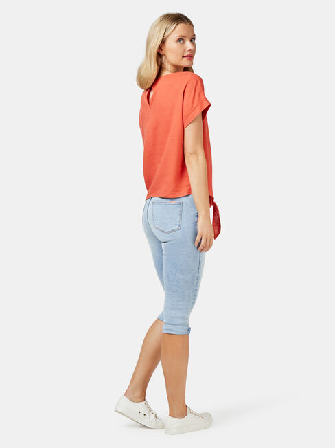 Luna Linen Blend Top, Orange, hi-res
