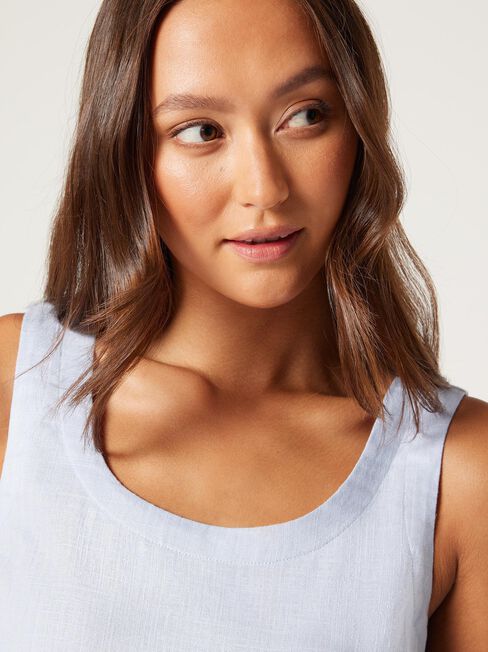 Addison Linen Tank, Dusty Blue, hi-res