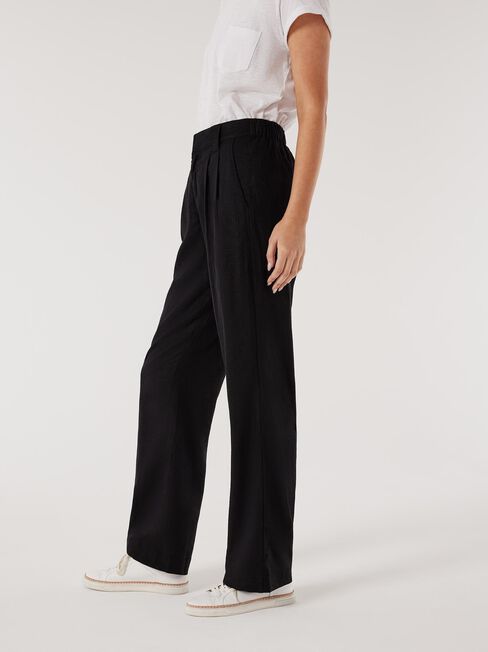 Linen Tailored Pant, Black, hi-res