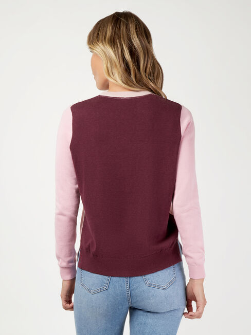 Remi Colour Block Knit, Pink, hi-res
