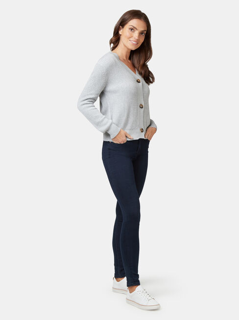 Camille Cropped Cardigan, Grey, hi-res