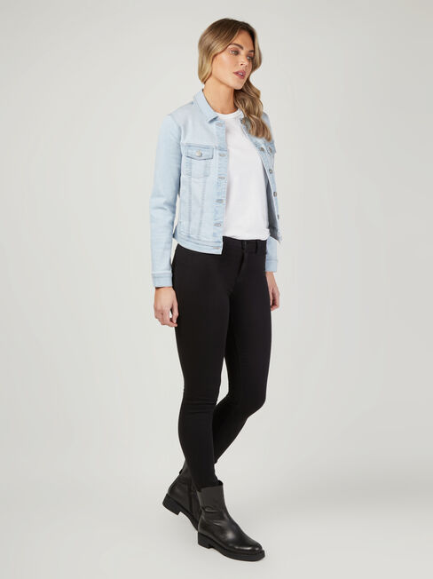 Classic Stretch Denim Jacket, Light Blue, hi-res