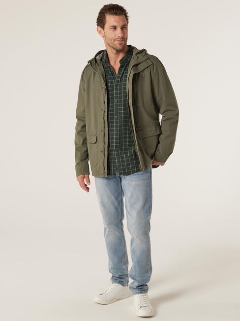 Jeremy Brushed Long Sleeve Shirt, Green Multi, hi-res