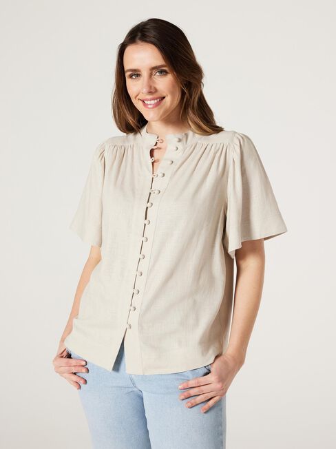 Alissa Flutter Sleeve Top, White, hi-res