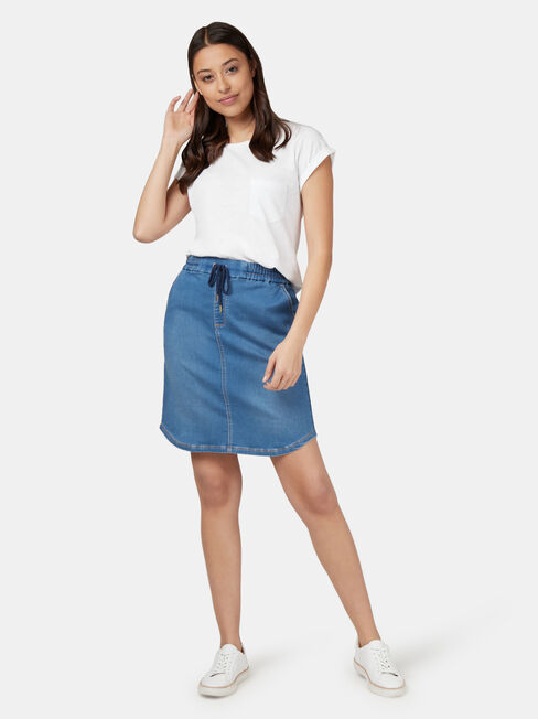 Lulu Luxe Lounge Knee Length Skirt, Light Indigo, hi-res