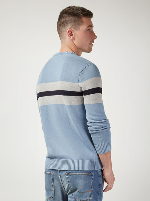 Marshall Block Stripe Crew Knit, Blue, hi-res