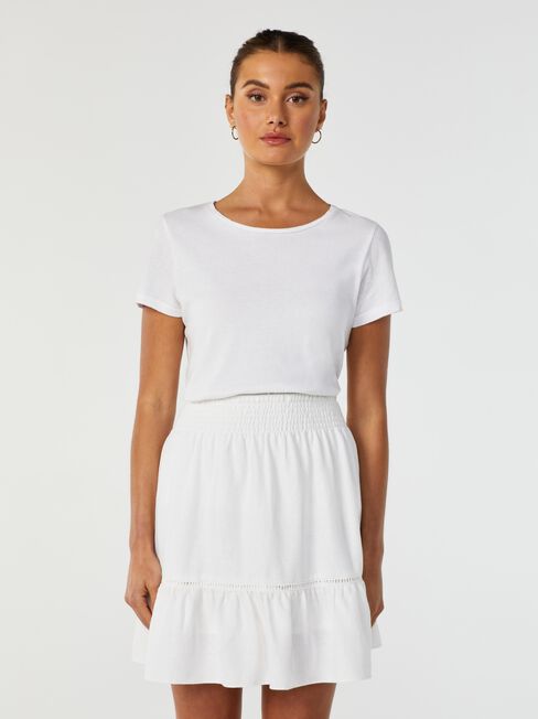 Cove Ruffle Ladder Trim Skirt, White, hi-res