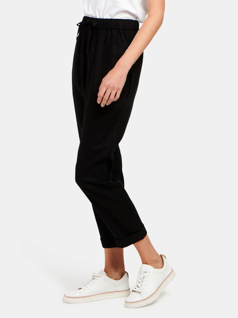 Linen Blend Pant, Black, hi-res