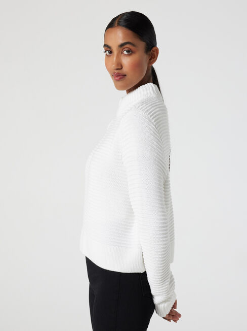 Carrie Cotton Crop Knit, Winter White, hi-res