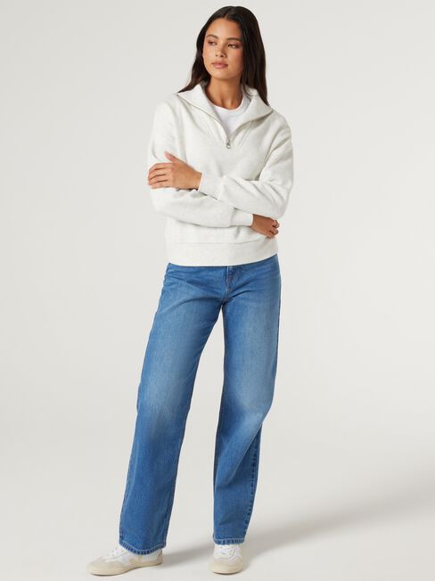 Varley Half Zip Soft Touch Pullover, White Navy Stripe, hi-res
