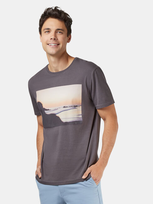 Zion Short Sleeve Print Crew Tee, Grey, hi-res