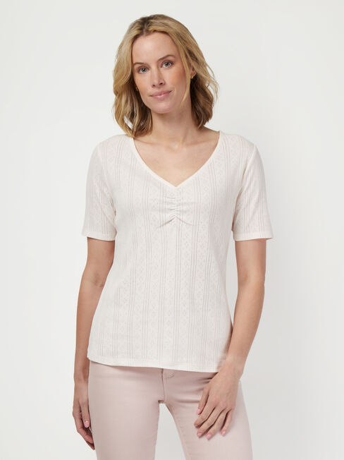 Siena Textured Tee, White, hi-res