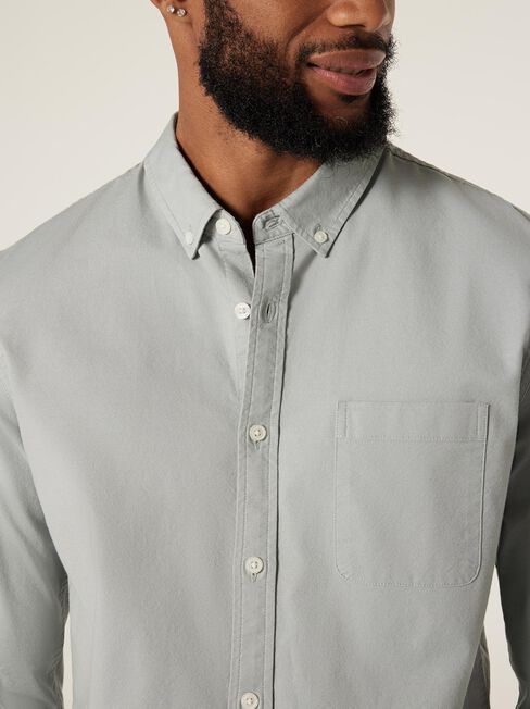 Heston Oxford Long Sleeve Shirt, Steel, hi-res