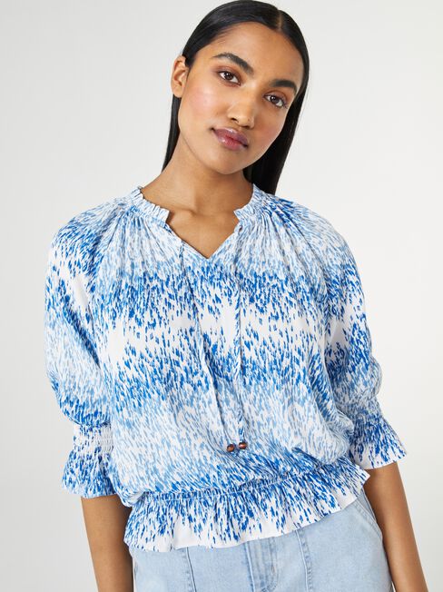 Dixie Tie Neck Blouse, Blue, hi-res