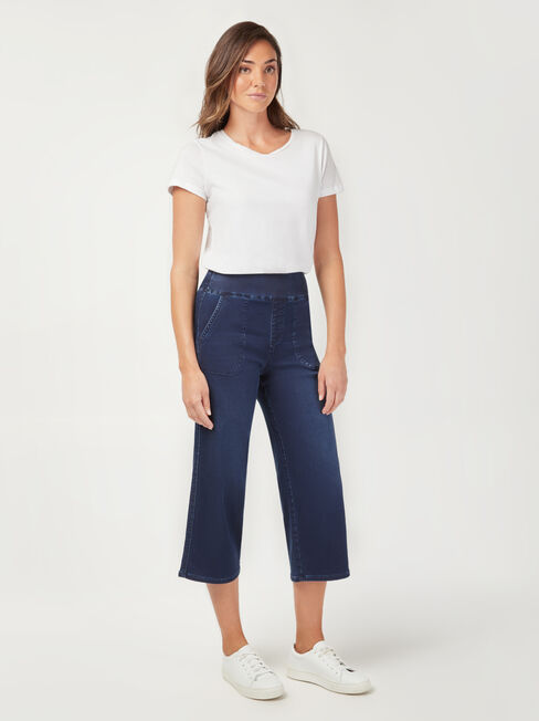 Tessa J-Luxe Wide Leg Jeans, Dark Indigo, hi-res